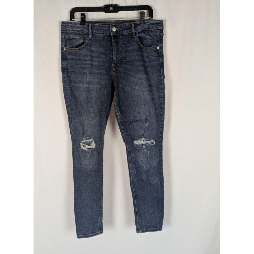 Old Navy Rockstar Distressed Skinny Jeans Blue Dark Wash Ripped Denim Size 14